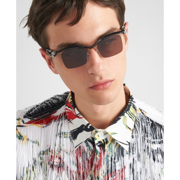 BRAND NEW Prada PRA15S 18Q4I2 Peach Brown Rectangle Unisex Sunglasses 0PR A15S - Picture 8 of 8